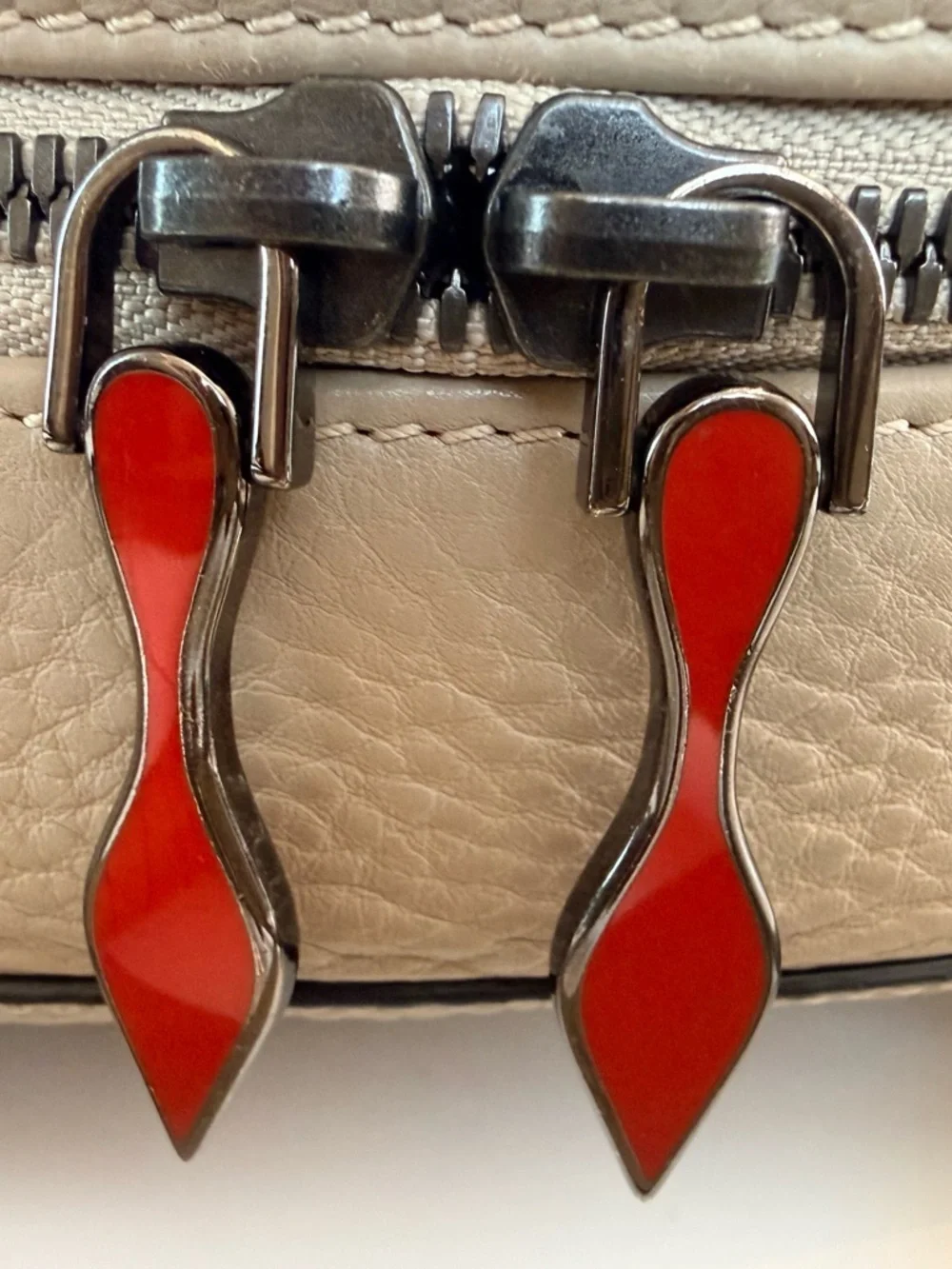 Christian Louboutin Taupe Studded Dome Satchel